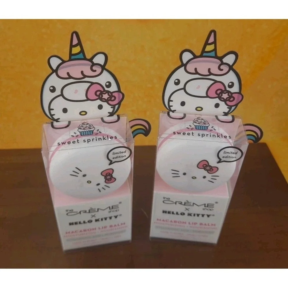 The Crème Shop x Sanrio HELLO KITTY MACARON LIP BALM Sweet Sprinkles Set Of‎ 2